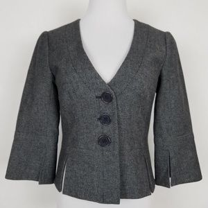 Trina Turk Size 4 Blazer Grey Bell Sleeve